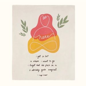 RUPI KAUR ‘BE HERE’ EMBROIDERED TAPESTRY